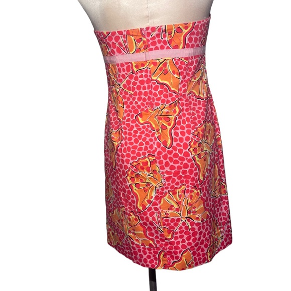 Lilly Pulitzer White Label strapless pink dress with butterflies. Size 6 - Picture 3 of 14